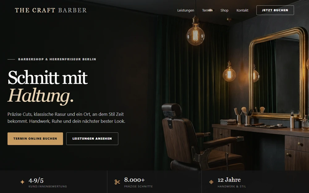 Website-Entwurf für Barbershop / Herrenfriseur