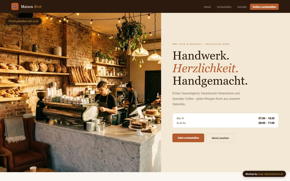 Website-Entwurf für Café / Bäckerei