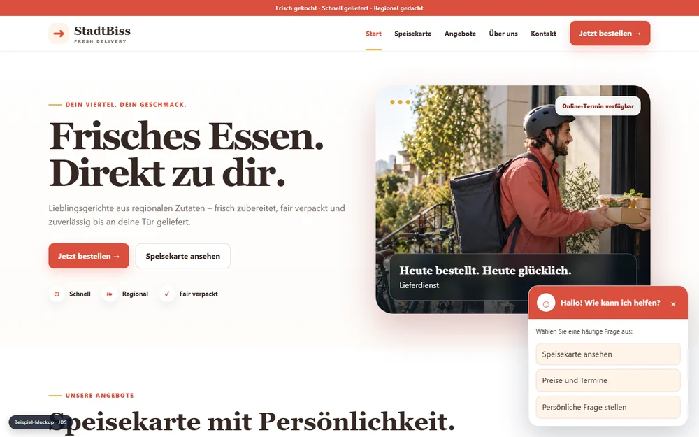 Website-Entwurf für Lieferdienst / Takeaway