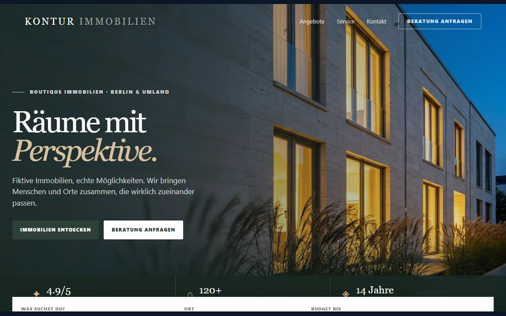 Website-Entwurf für Immobilienmakler