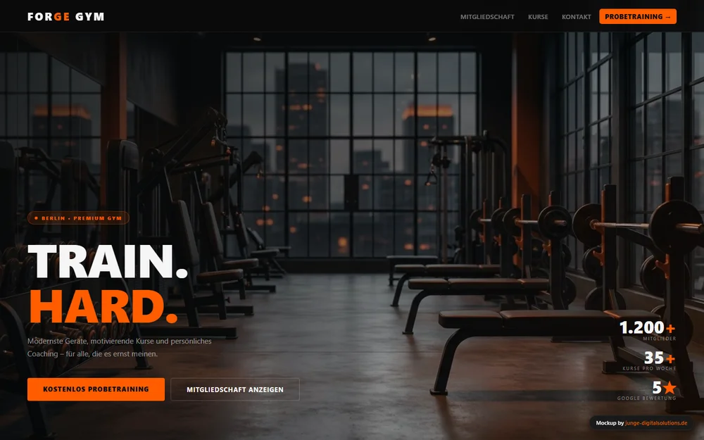 Website-Entwurf für Fitnessstudio