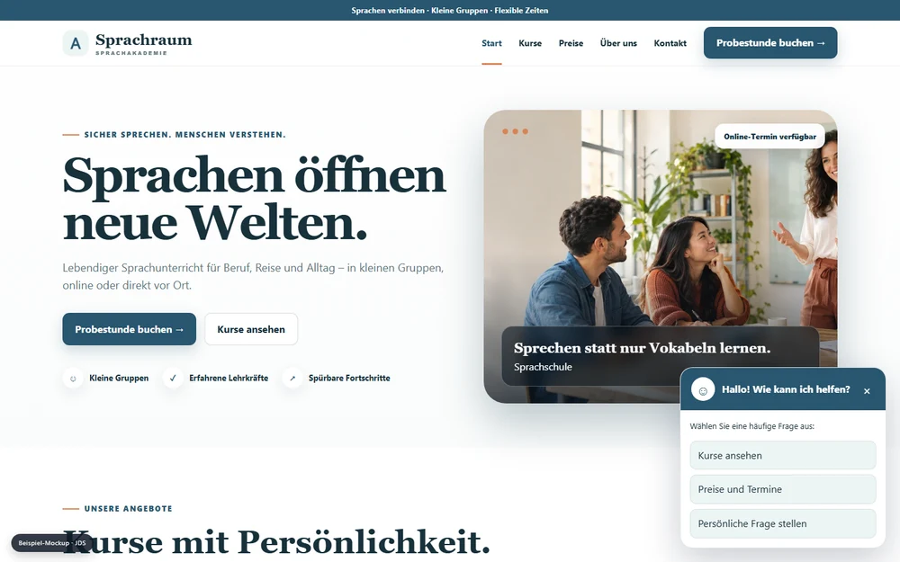 Website-Entwurf für Sprachschule