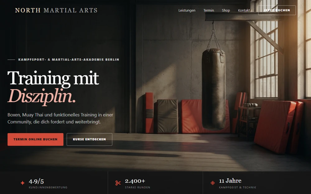 Website-Entwurf für Kampfsport / Martial Arts