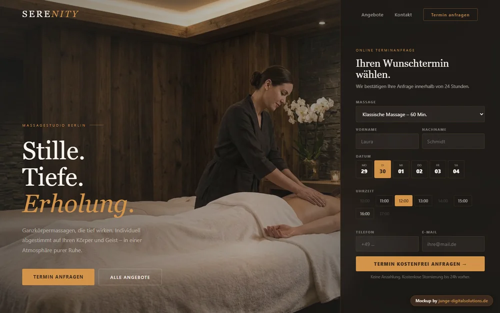 Website-Entwurf für Massage