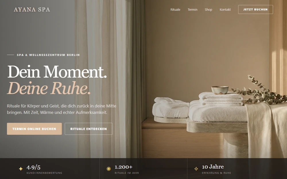 Website-Entwurf für Spa & Wellnesszentrum