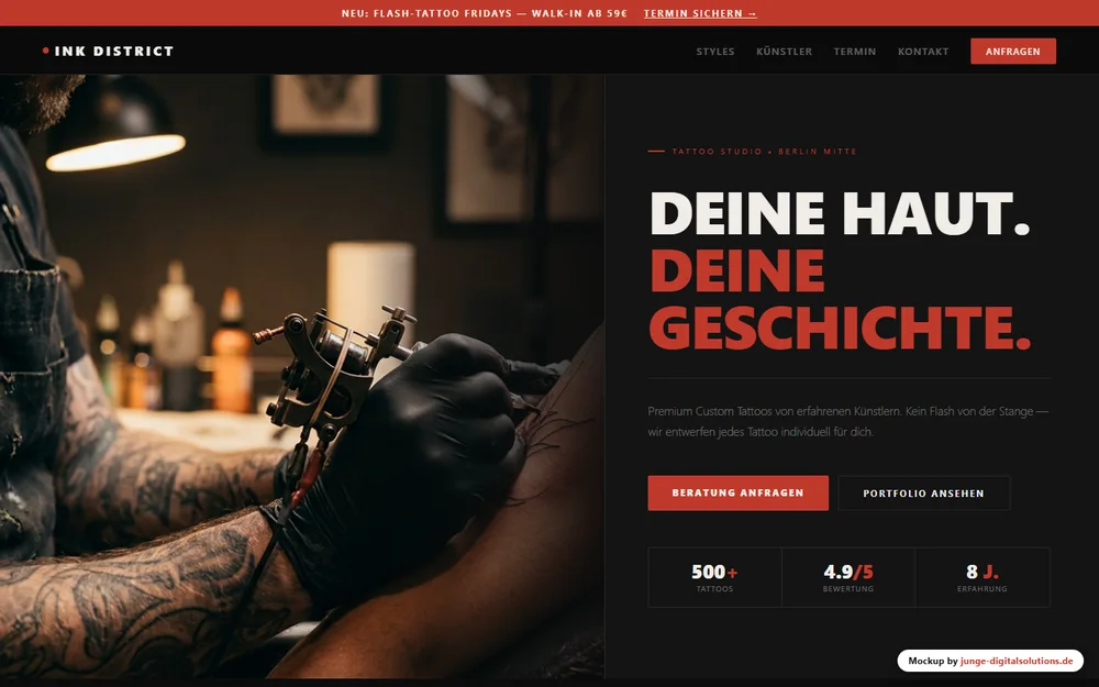 Website-Entwurf für Tattoo